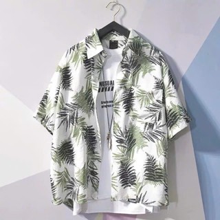 Áo Sơ Mi Hawaii Đi Biển Vải đẹp mát hoạ tiết hoa lá chim cò mặc nhóm đồng phục đi biển
