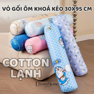 Vỏ Gối Ôm Kéo Khóa Cotton Lạnh Dài 95cm, Áo Gối Ôm Bịt Kín 2 đầu Vừa Ruột Ôm 35x100 Dreamhomebedding