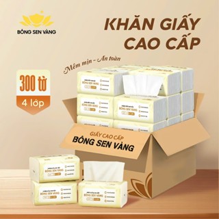 Thùng Giấy ăn cao cấp Bông Sen Vàng 4 lớp mềm mịn, an toàn, tiện lợi.