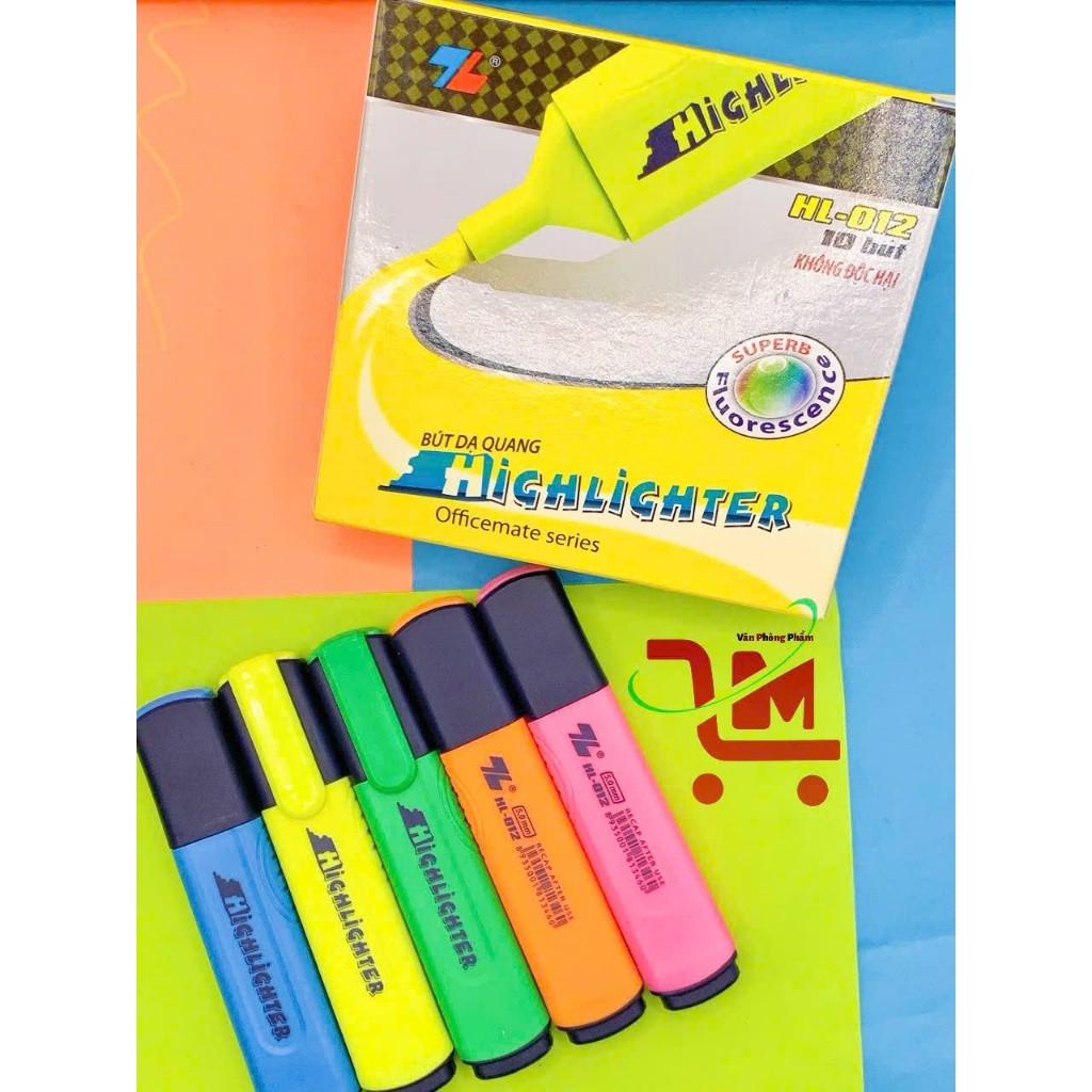 Bút Dạ Quang Thiên Long HL012 Thiên Long, Màu Mực Tươi Sáng, Phản Quang Tốt, Nét Viết Đánh Dấu Đều V
