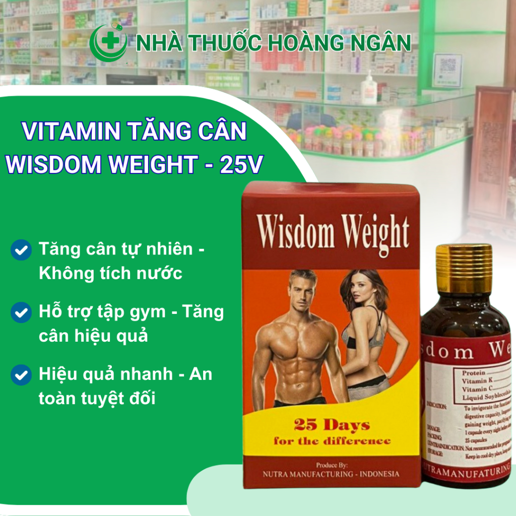  Viên uống Wisdom Weight Nhà thuốc Hoàng Ngân hỗ trợ tăng cân giúp ăn ngon hấp thụ dưỡng chất 