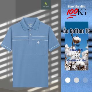 Áo thun nam trung niên cotton dày loại áo polo cho bố vải cotton tự dệt form classic ATK8
