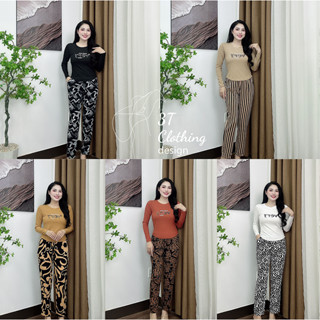 Set đồ bộ nữ cao cấp quần dài phối áo thun tay dài vải tăm lạnh may kĩ chuẩn form bigsize 40 - 80kg mã B20