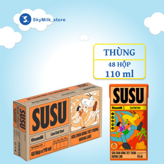 Thùng 48 hộp 110ml Sữa chua uống tiệt trùng hương cam Vinamilk Susu hộp 110ml