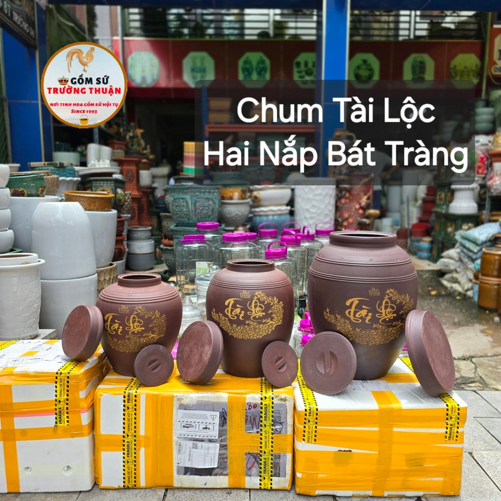 Chum Ngâm Rượu HAI NẮP Bát Tràng KHÔNG MEN 5 lít, 10 lít, 20Lít,30 lít, 50 lít TÀI LỘC