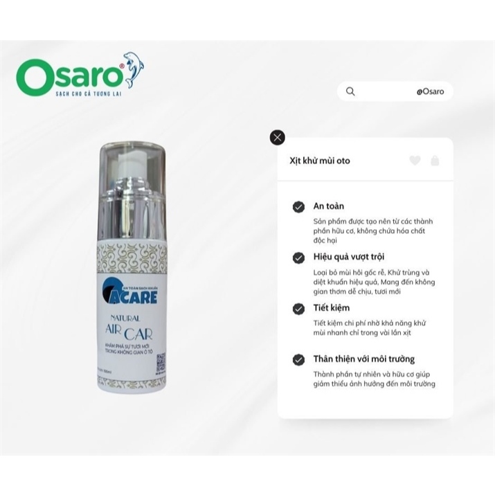 Xịt khử mùi ô tô ACare 100ml - Loại bỏ mùi hôi, diệt khuẩn hiệu quả, an toàn cho sức khỏe