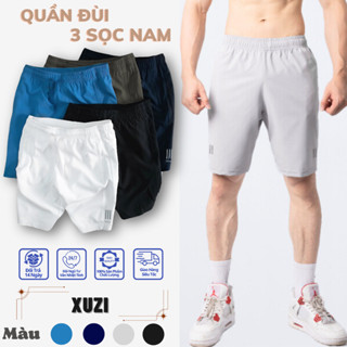 Quần đùi nam mặc nhà quần short thể thao nam ngắn vải gió 3 sọc co dãn tốt chạy bộ thoải mái  nhà XUZI .