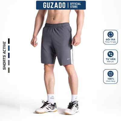 Quần Short Thể Thao GUZADO Phối Họa Tiết Nổi Bật, Vải Gió Thoáng Mát, Mặc Nhà Thoải Mái GSR09-GASR25S009