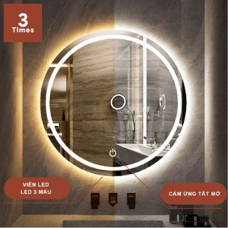 Gương tròn led treo tường, gương treo bàn trang điểm, nhà tắm, cửa hàng có cảm ứng, bao bể vỡ, nhiều kích thước