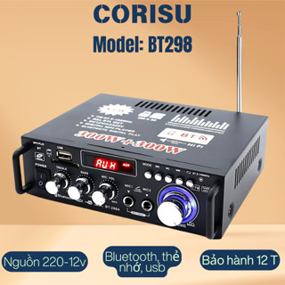Amply Bluetooth Mini công suất lớn Corisu BT298A  600W kết nối USB, audio, thẻ nhớ... 220v 12V DC