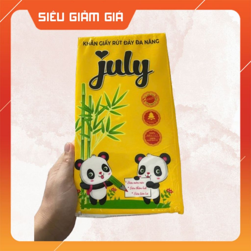 Khăn Giấy Rút JULY Gấu Trúc Chữ Nhật Gói 360 Tờ 4 Lớp
