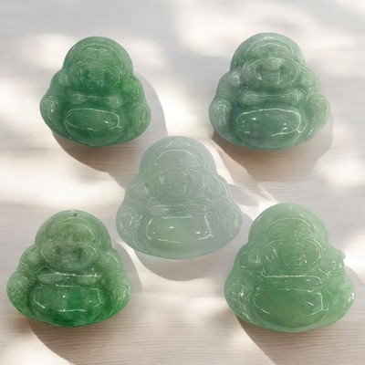 Mặt Dây Chuyền Phật Di lặc Cẩm Thạch Xanh Lý Mẫu 2 - Ngọc Trai Trường Thịnh
