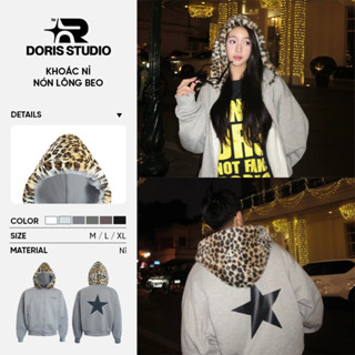 Áo khoác nỉ nón lông beo Doris Star / Doris / Form unisex