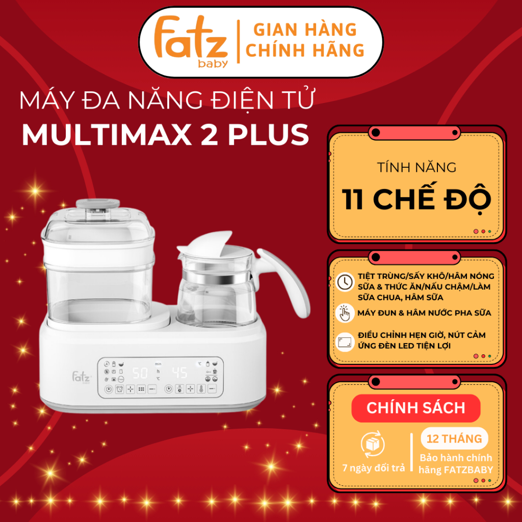 Máy Tiệt trùng Sấy Khô Fatzbaby, Máy Hâm sữa Đa Năng, Máy Đun Nước Pha Sữa Multimax 2 Plus FB9025SL