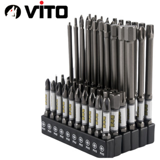 Bộ 10 Mũi Bắn Vít Dài 50mm/100mm Thép D2 Công Nghiệp Siêu Cứng VITO Từ Tính Cao Chân Lục Giác Ngắn