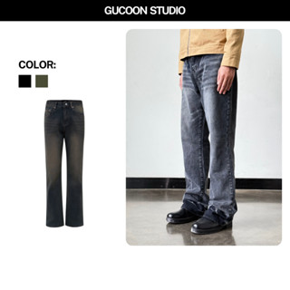 Quần Jeans Nam Gucoon Form Straight, Quần Jeans Ống Đứng Loe Nhẹ Unisex Straight Wash Jeans Cotton