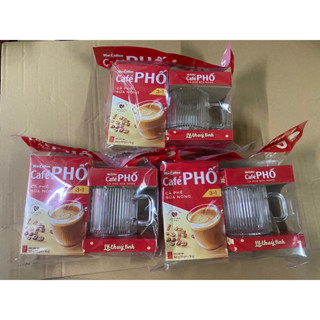  COMBO 3 HỘP CÀ PHÊ PHỐ SỮA NÓNG TẶNG 3 LY THUỶ TINH CÀ PHÊ PHỐ 