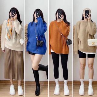  Áo len dài tay  áo len phom rộng chất len dày đẹp vải len QCCC dày dặn màu trắng đen hồng xanh phong cách Hàn quốc 