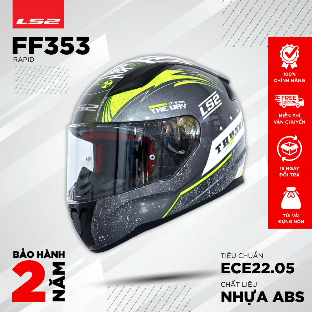 Mũ Bảo Hiểm Fullface LS2 FF353 Rapid Chuẩn ECE22.05 Đi Xe Máy Mô Tô PKL [Chính Hãng]