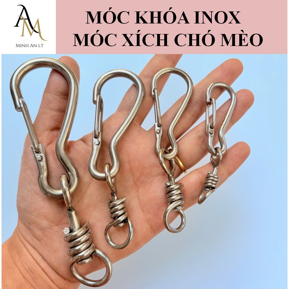 (5 - 10 Cái) Móc Khóa Inox, Móc Xích Chó Mèo, Móc Khóa Chống Xoắn Xích Chó Mèo