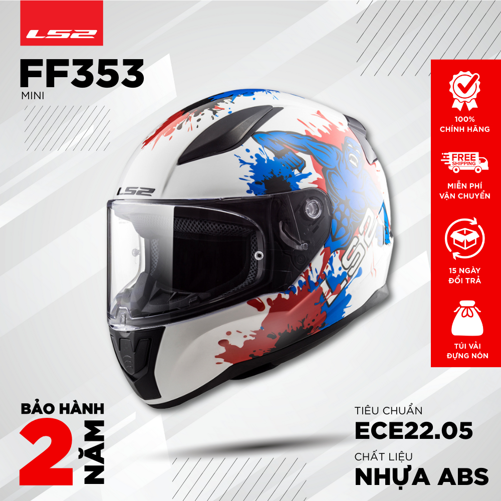 Mũ Bảo Hiểm Fullface Trẻ Em LS2 FF353 Rapid Mini Có Kính ECE22.05 Chuẩn An Toàn Châu Âu [Chính Hãng]