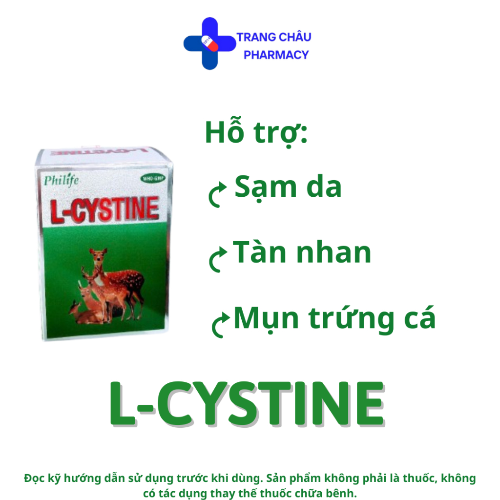 Viên uống Philife L-Cystine 500mg làm đẹp da, giảm rụng tóc, giảm thâm sạm da. Hộp 60 viên.