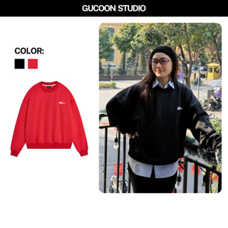Áo Sweater Nam Nữ GUCOON Form Boxy Crop Vải Nỉ Lông Cừu Cao Cấp, Áo Khoác Sweater Bigsize Màu Đen Đỏ