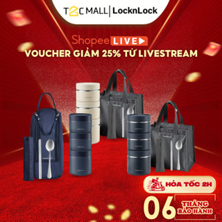 Bộ Hộp Cơm Giữ Nhiệt Văn Phòng LocknLock Lunch Box 3 Ngăn Kèm Túi Thìa Đũa LHC8052S01 T2Cmall