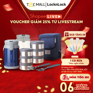 Bộ Hộp Cơm Giữ Nhiệt LocknLock 2 Lít 3 Ngăn Kèm Túi Đựng Giữ Nhiệt Và Muỗng Nĩa LHC8039 - T2C Mall