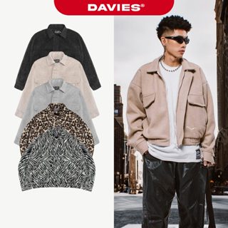 Áo khoác dạ nam nữ dáng ngắn DAVIES siêu dày form rộng màu đen, màu xám, màu be Crop Bomber Jacket Classy | D36-AK2