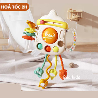 đồ chơi gặm nướu cho bé hình bình sữa BILA KIDS xúc xắc rút dây cho bé gặm, giảm ngứa nướu vận động tinh giáo dục sớm