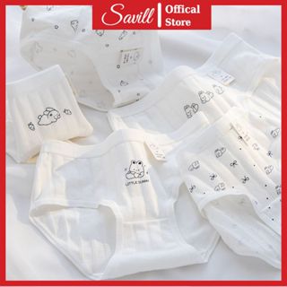 Quần lót nữ cotton hoạ tiết xinh xắn , Quần lót học sinh cạp vừa thấm hút tốt SAVILL L2511