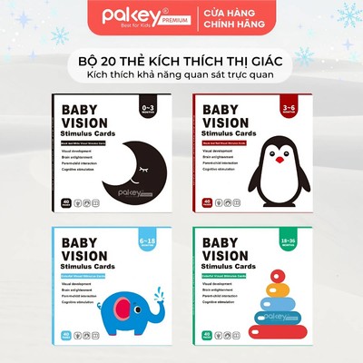 [QUÀ TẶNG KHÔNG BÁN] Bộ 20 Thẻ Kích Thích Thị Giác Pakey Cao Cấp Giúp Phát Triển Khả Năng Quan Sát Trực Quan Cho Bé