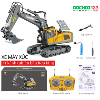 Xe Máy Xúc Điều Khiển Từ Xa 11 Kênh Yigong - Hợp Kim Cao Cấp, Pin Sạc, Trải Nghiệm Xúc Đất Như Thật!