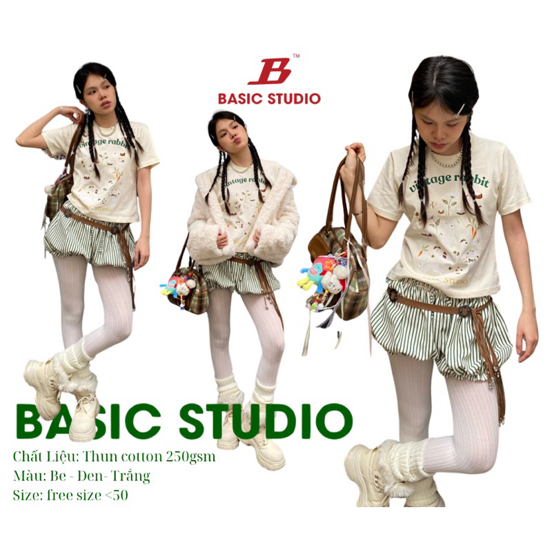 Áo Thun Babytee “ Vintage Rabbit “ Basic Studio