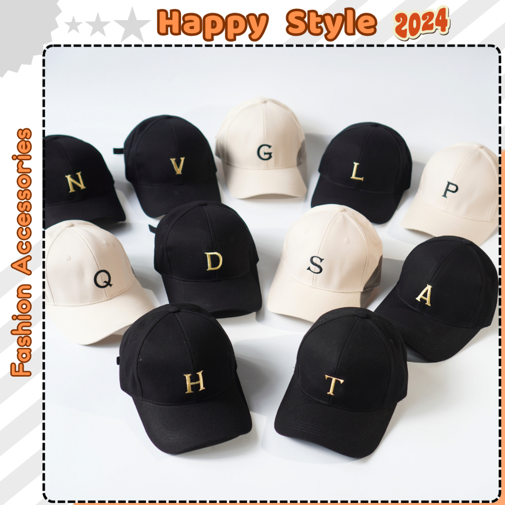 Mũ Lưỡi Trai Thêu Chữ Cái Tên Đủ 21 Chữ Từ A -> Y Nón Kết Chất Kaki Form Unisex Nam Nữ N162