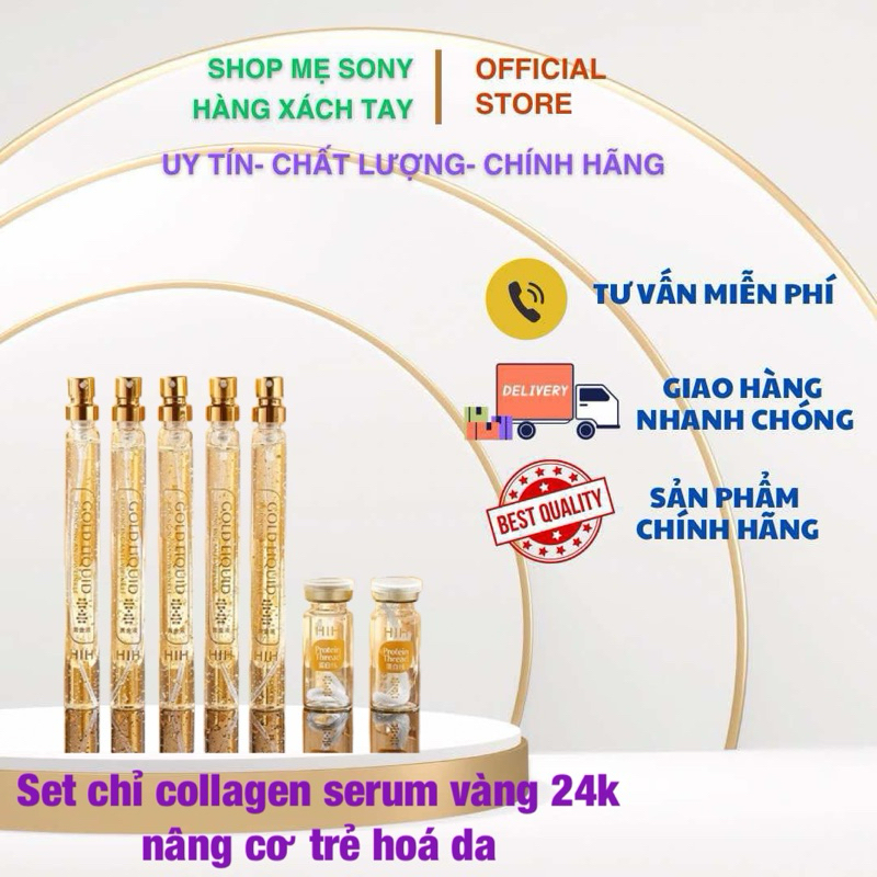 Set chỉ collagen serum vàng 24k nâng cơ trẻ hoá da