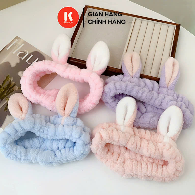 Băng Đô Rửa Mặt Tai Thỏ, Băng Đô Cài Tóc Rửa Mặt Vô Tri Dễ Thương Hài Hước Cute Nam Nữ - Bờm Cài Tóc