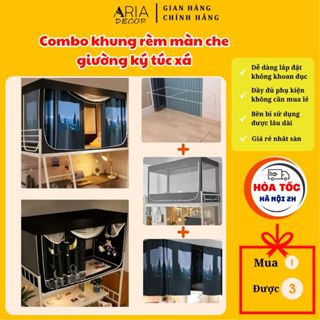 [RẺ NHẤT SÀN] Combo khung màn kèm rèm che giường tầng ký túc xá, giường sinh viên chống muỗi, tạo không gian riêng tư