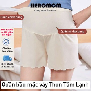 Quần đùi bầu mặc trong váy chất Thun Tăm Lạnh thiết kế đẹp giá rẻ Bigsize mặc đến 90kg HEROMOM