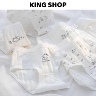 Quần Lót Nữ Cotton Sọc Gân Tăm Hình Thỏ Xinh, Quần Chip Mềm Thoáng Mát Chống Hằn King Shop L-2511