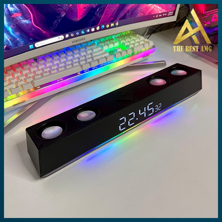 Loa Máy Tính Gaming Soundbar Bluetooth Để Bàn Màu Trắng WORTLEY WT8 Led Rgb Loa Vi Tính Âm Thanh Hay Bass Cực Mạnh