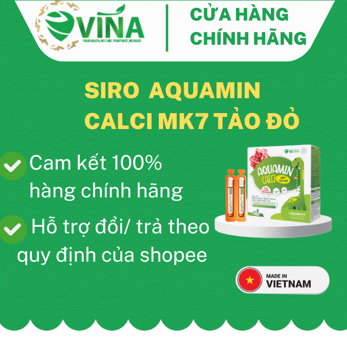Canxi  AQUAMIN CALCI MK7 từ tảo biển đỏ giúp xương chắc khỏe, phát triển chiều cao hộp 20 ống x10ml