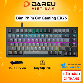 Bàn phím cơ Gaming DAREU EK75 Grey Black (Multi-Led, PBT Double Shot OEM profile)