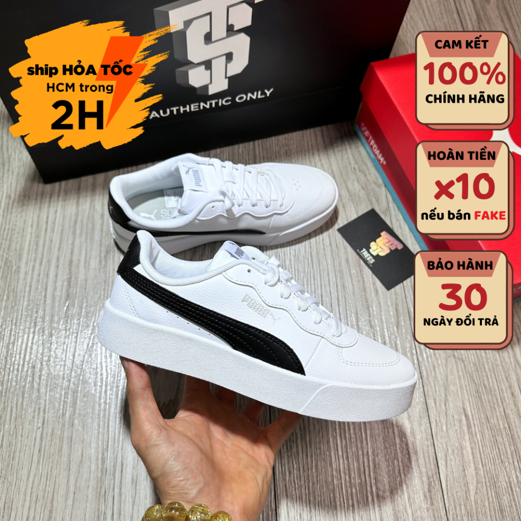 Giày thể thao Skype Clean White Black 380147 04 Full Box Tag Auth