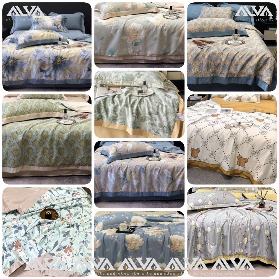 Chăn hè Alva chăn 4 mùa chất liệu đa dạng, vỏ chăn cotton, linen, phi lụa, tencel, mền kích thước 2x