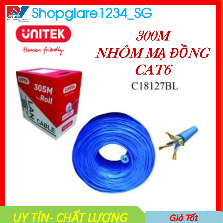 Thùng cáp mạng 305M UNITEK CAT6 C18127BL màu xanh