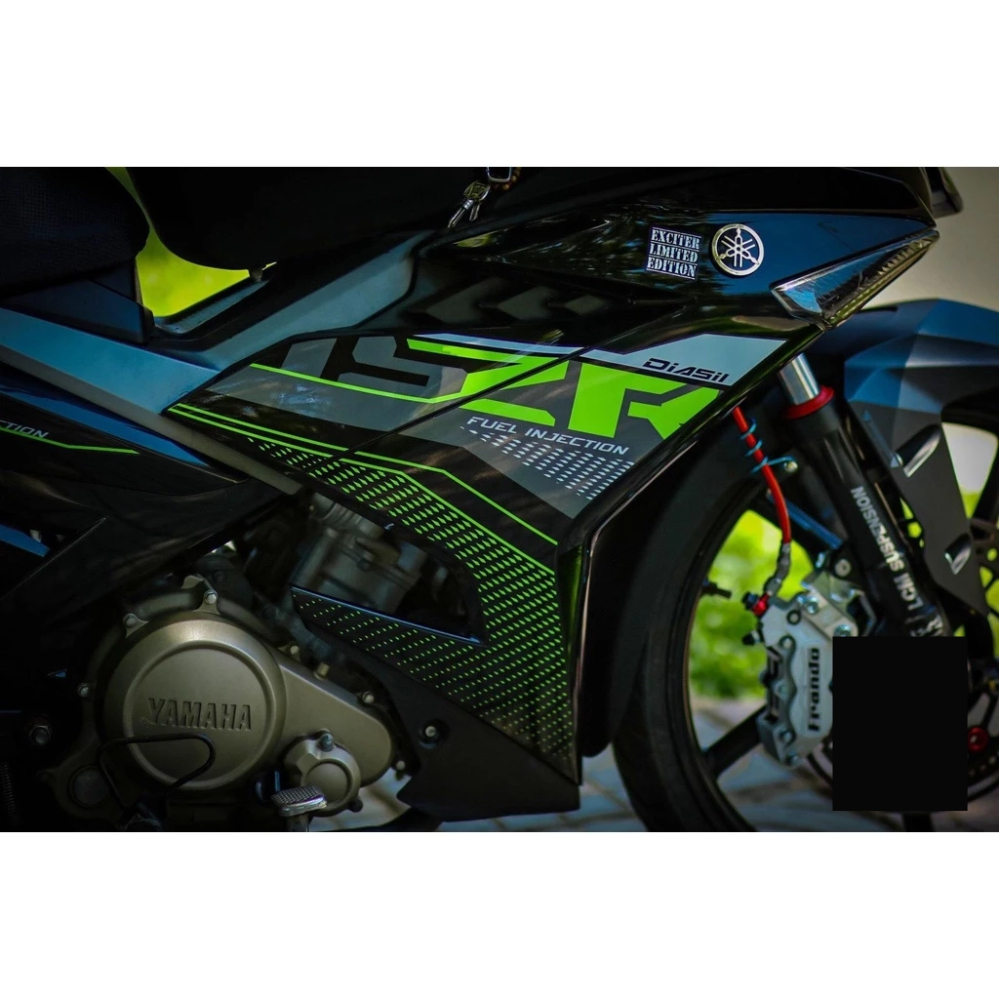 TEM RỜI mẫu Y15ZR xanh lá dán Exciter 150 đen
