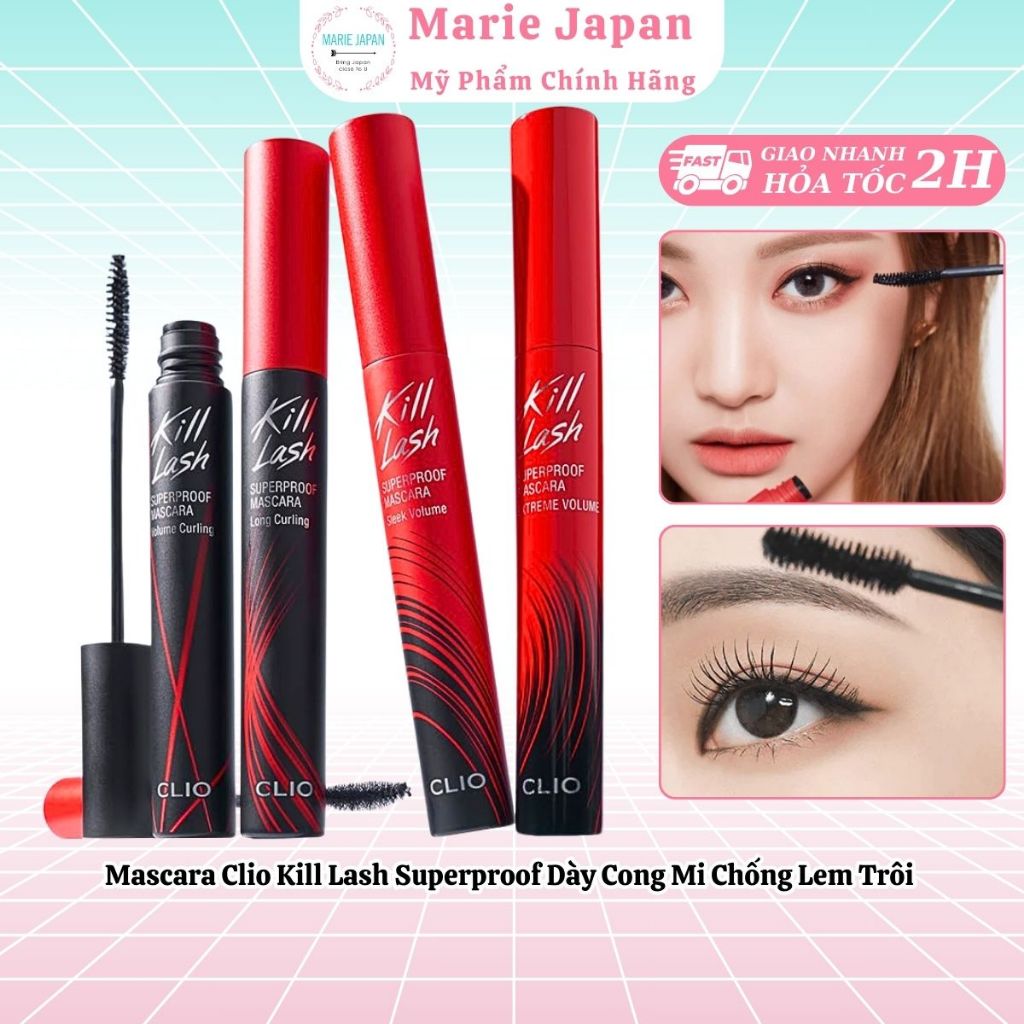 Mascara Clio Kill Lash Superproof Dày Cong Mi Chống Lem Trôi
