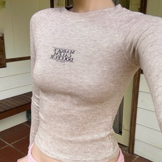 [ VHL X CALEM CLUB ] SET 02 MÓN - Áo thun ôm tay ngắn + Áo thun dài tay nữ Long-sleeved Top in Marque vải len tăm thỏ